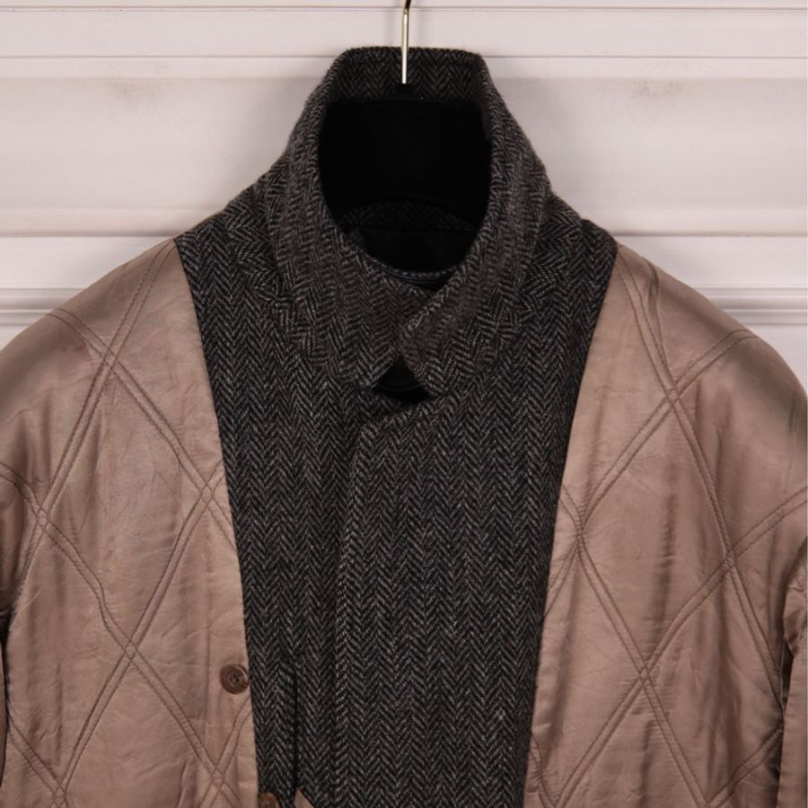 Burberry灰色羊毛斜纹加棉夹克上衣外套-16
