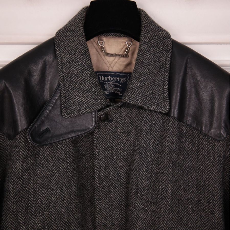 Burberry灰色羊毛斜纹加棉夹克上衣外套-17