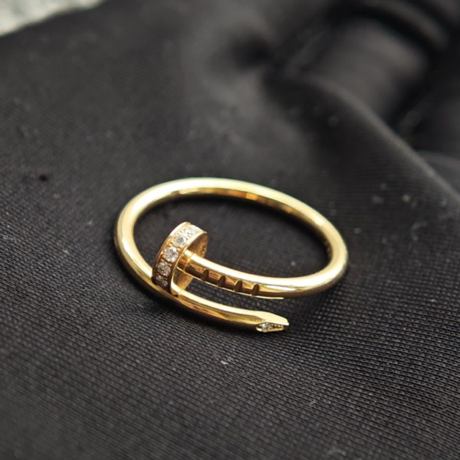 卡地亞 Cartier 窄版首尾鑽釘子戒指 玫瑰金53碼 25年附件套齊-4