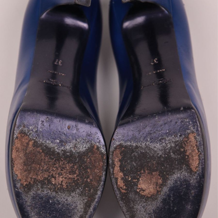 YSL Trib Too宝蓝色亮面高跟鞋-14