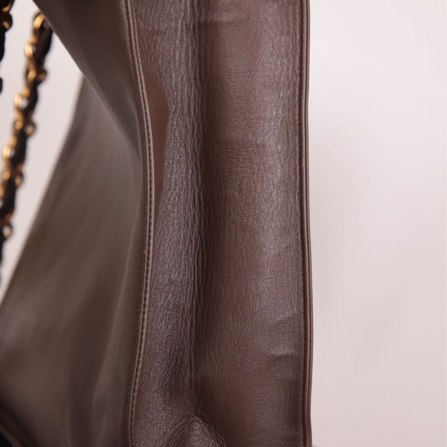 Chanel 3开large shopping bag棕金购物袋tote包单肩包-6