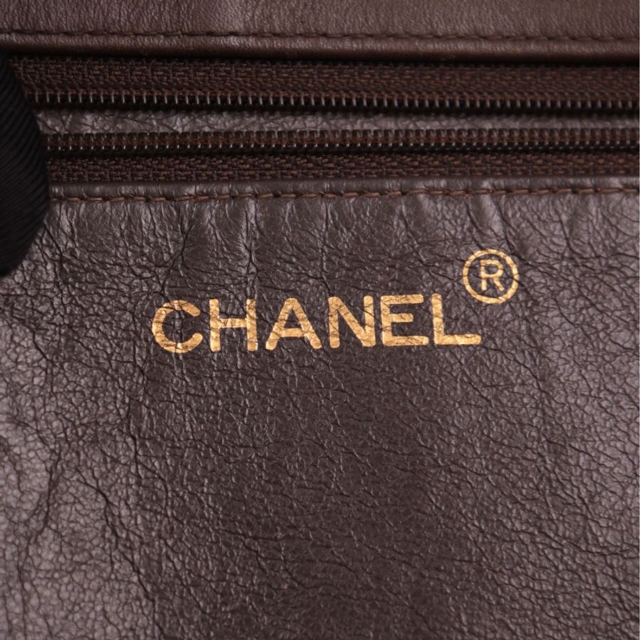 Chanel 3开large shopping bag棕金购物袋tote包单肩包-20