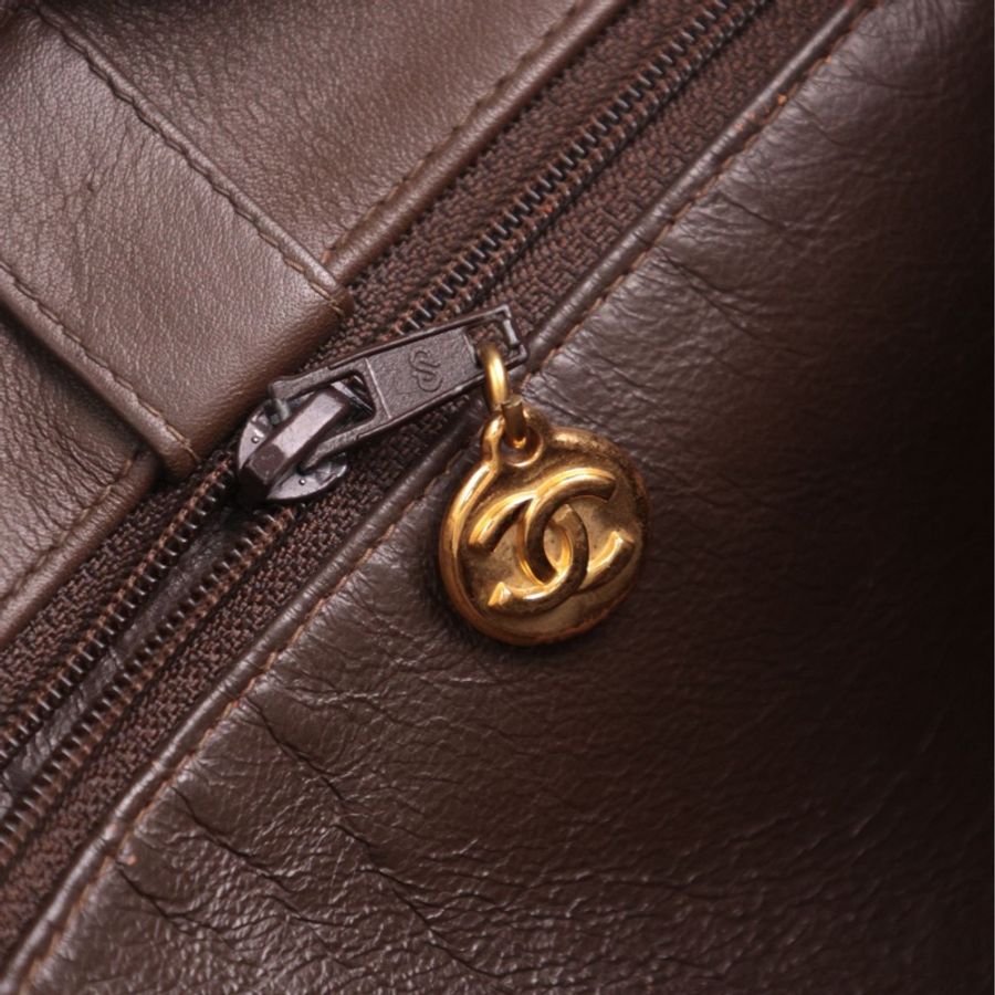 Chanel 3开large shopping bag棕金购物袋tote包单肩包-22