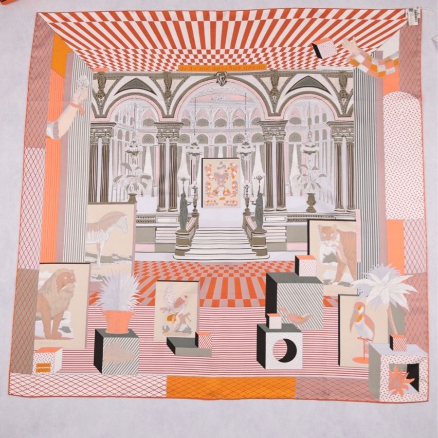 Hermes 新型大剧院彩色花卉真丝丝巾-2