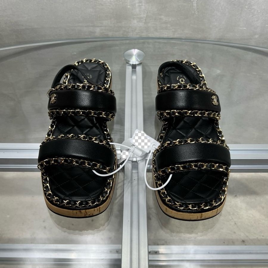 Chanel/香奈兒 經典厚底 鏈條涼鞋 黑色 尺碼/37碼-1