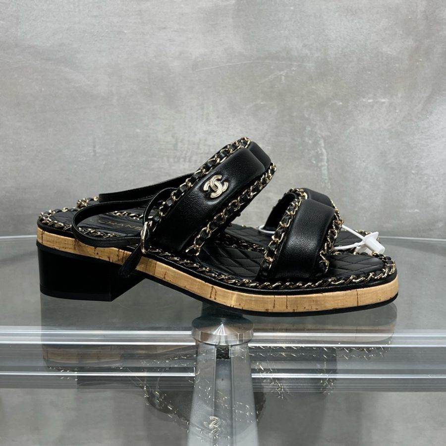 Chanel/香奈兒 經典厚底 鏈條涼鞋 黑色 尺碼/37碼-2