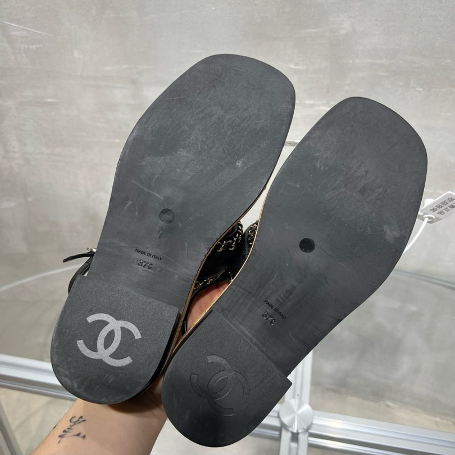 Chanel/香奈兒 經典厚底 鏈條涼鞋 黑色 尺碼/37碼-5