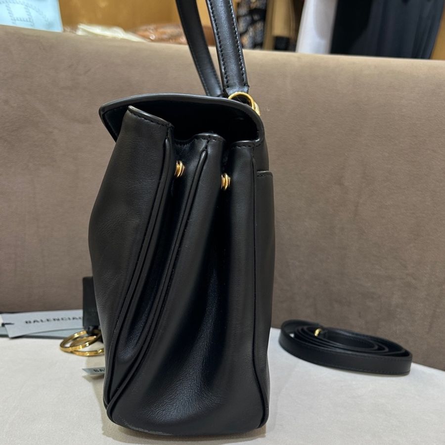 巴黎世家 Balenciaga rodeo 小號黑金翻蓋牛皮包手提包肩背包斜挎包 金扣-3