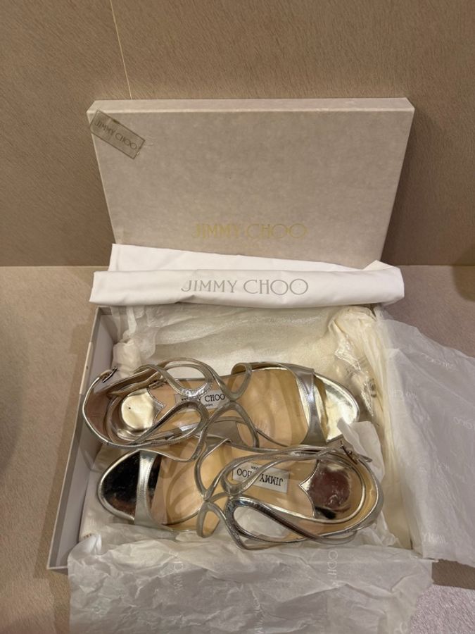 Jimmy Choo ILANG 銀色鏡面高跟涼鞋-0