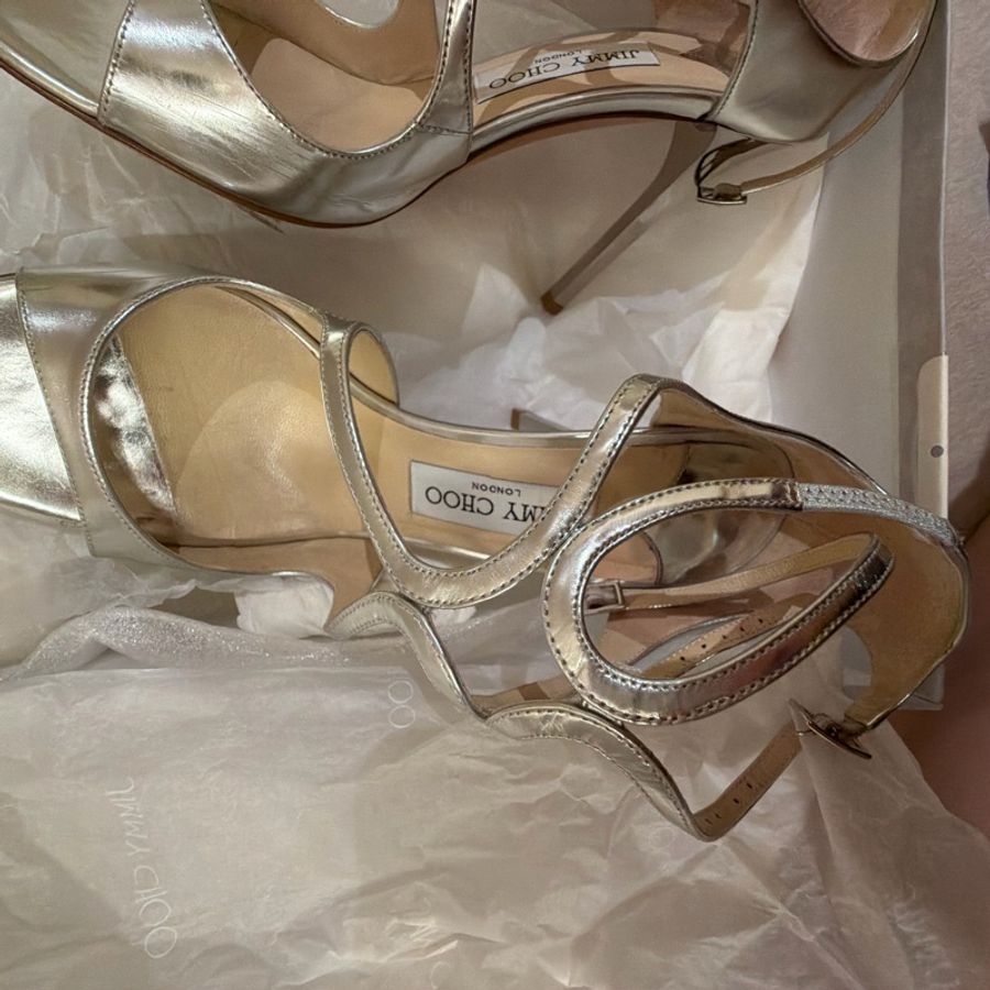 Jimmy Choo ILANG 銀色鏡面高跟涼鞋-13