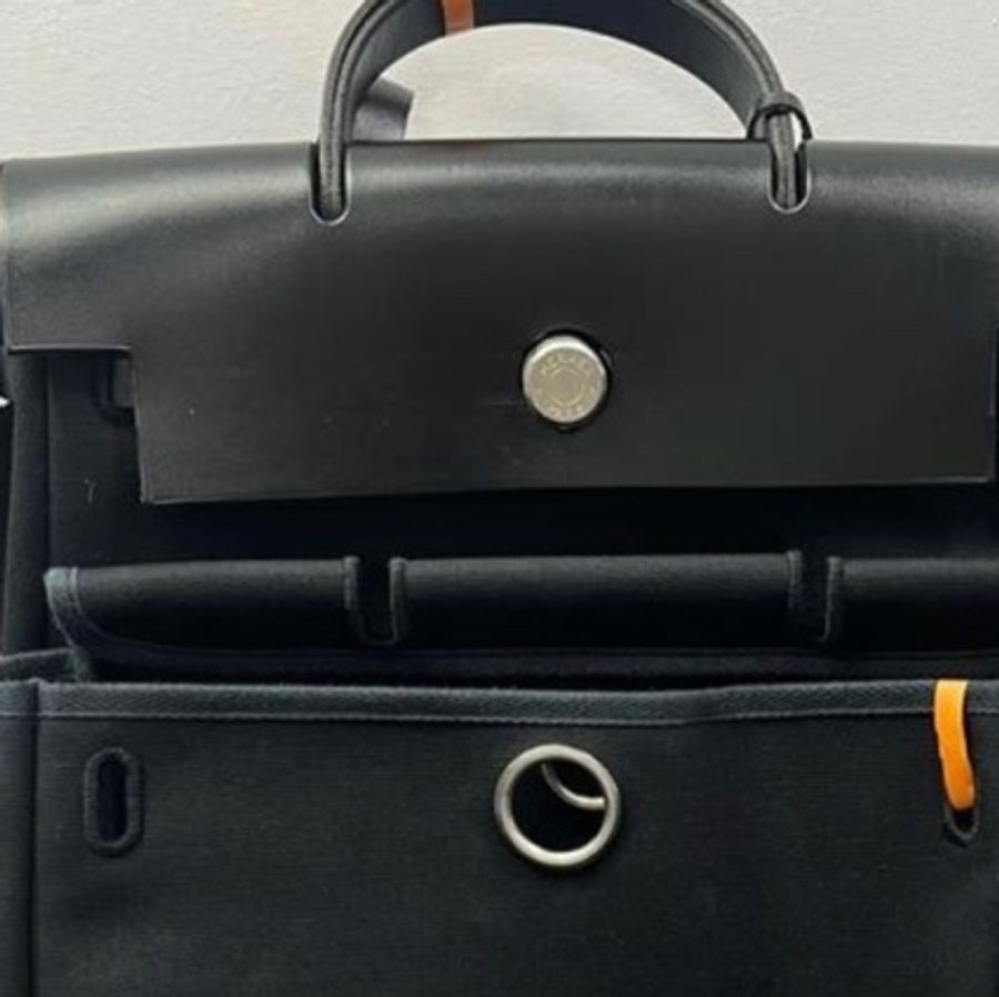 愛馬仕 Hermes 黑銀後背包 Herbag 31 28*33-13
