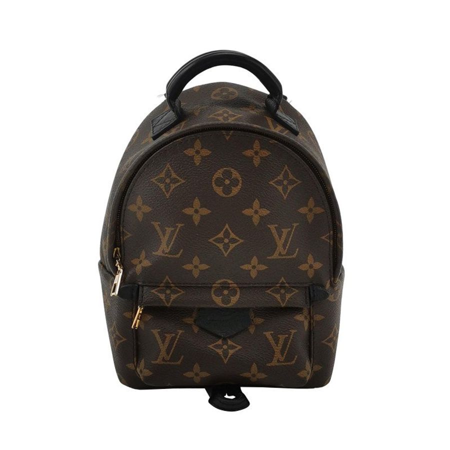 Louis Vuitton (LV) Palm Springs迷你牛皮Monogram印花三角皮標雙肩包-0