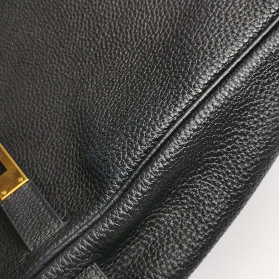 Hermes Kelly凱莉包32手提斜背包單肩包Togo牛皮金扣89黑色X刻-19