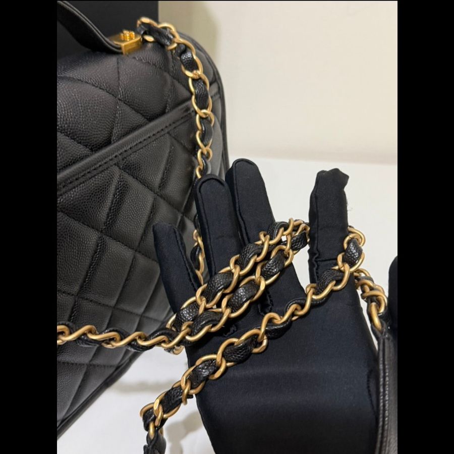 Chanel 22k黑金荔枝皮 郵差包 99新🆕 附件:盒子、防塵袋、購證 IIY-14