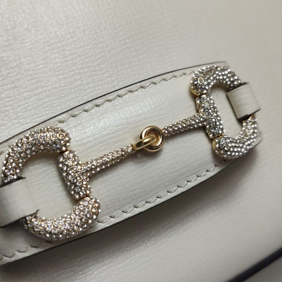 Gucci 1955牛皮純色馬銜扣單肩包-14