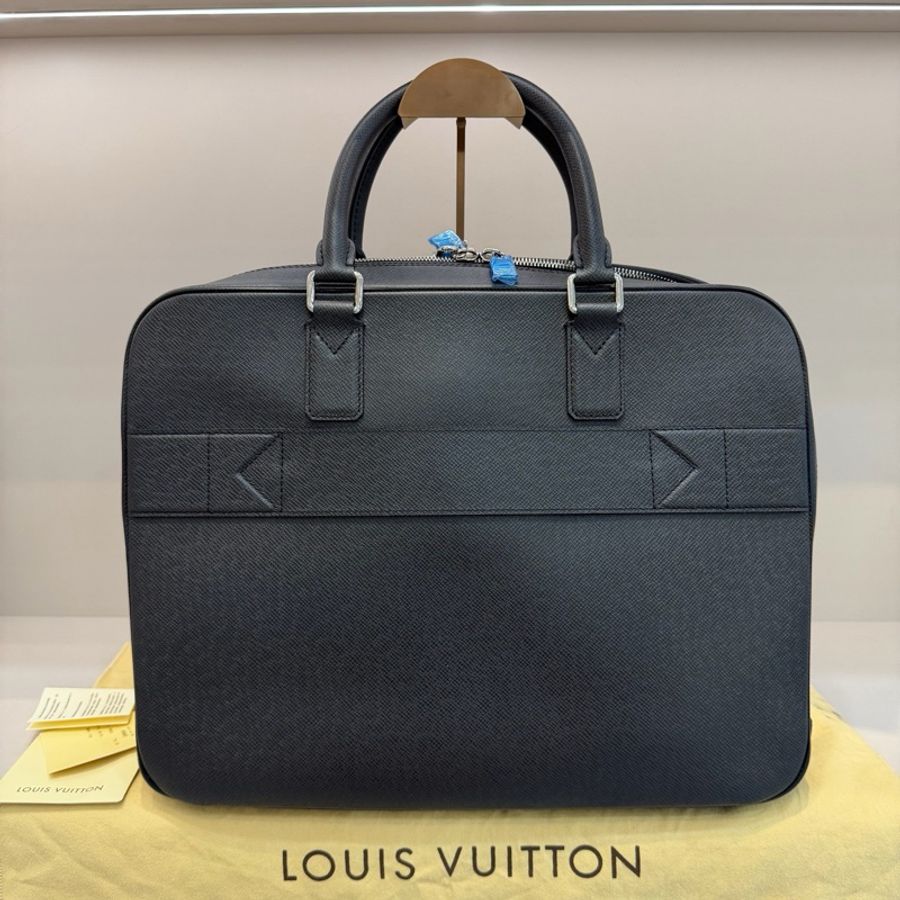 LV 路易威登 男士黑色十字紋牛皮雙層公文包 手提包-1