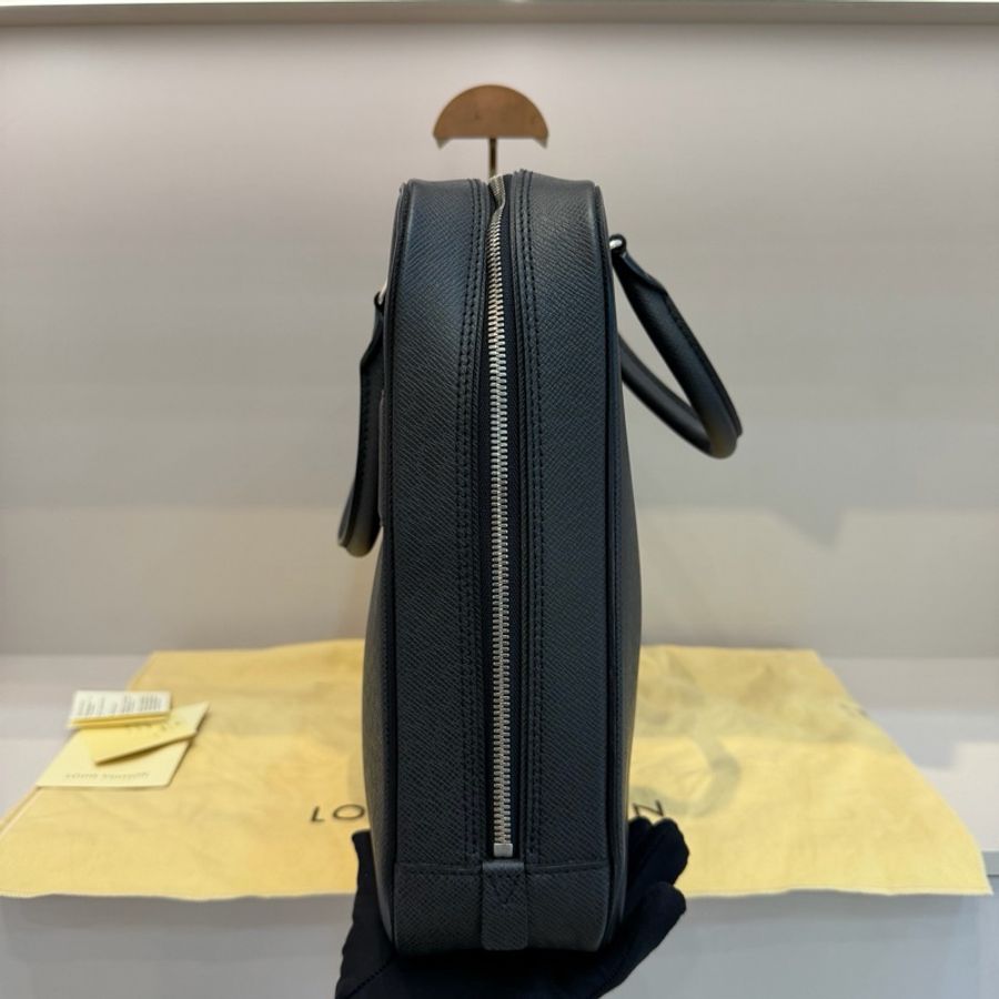 LV 路易威登 男士黑色十字紋牛皮雙層公文包 手提包-2