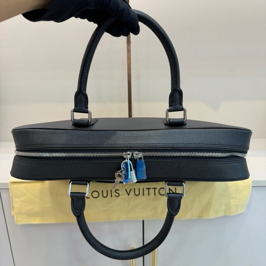 LV 路易威登 男士黑色十字紋牛皮雙層公文包 手提包-5