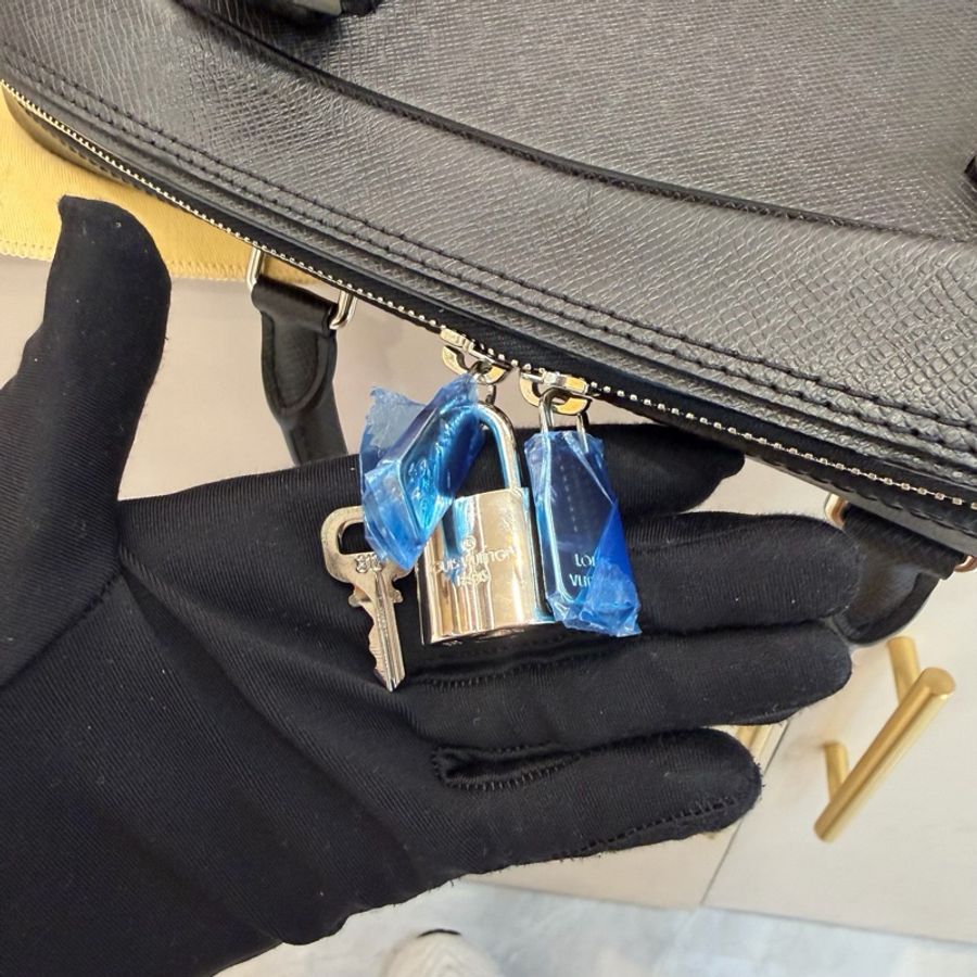 LV 路易威登 男士黑色十字紋牛皮雙層公文包 手提包-7