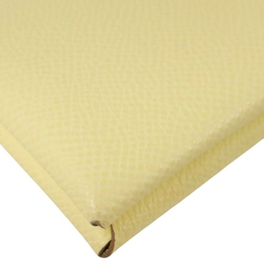HERMES Epsom皮革Calvi銀扣卡片套Jaune Milton-7