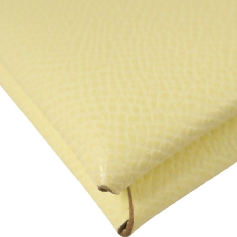 HERMES Epsom皮革Calvi銀扣卡片套Jaune Milton-9