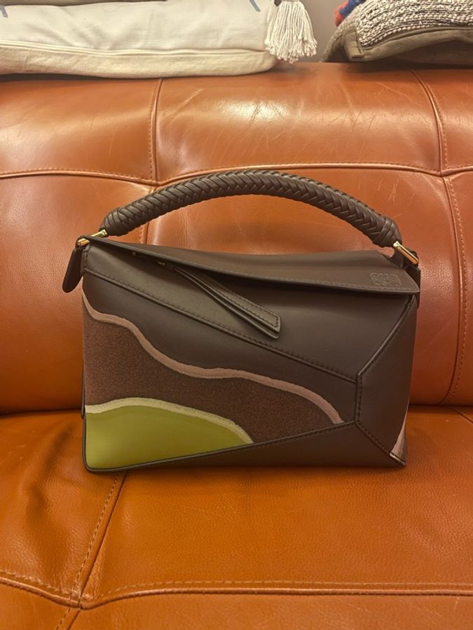 LOEWE PUZZLE EDGE LANDSCAPE CHOCOLATE/LIGHT MOSS-5