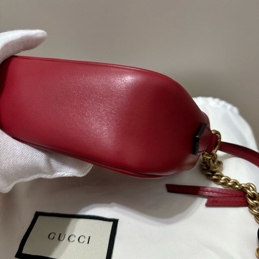 Gucci 紅色斜背包 正品 金鍊 相機包-9
