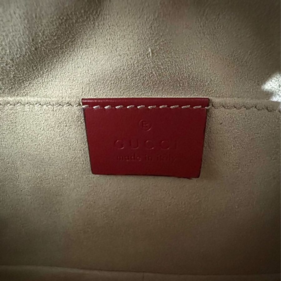 Gucci 紅色斜背包 正品 金鍊 相機包-16
