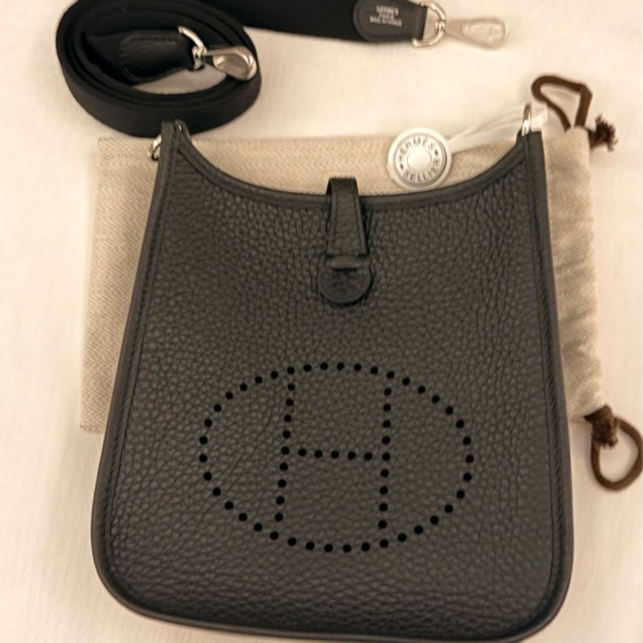 愛馬仕Hermes mini evelyne 16 黑銀全新全配-0