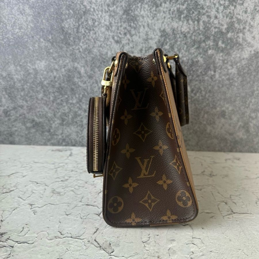 LOUIS VUITTON/路易威登ONTHEGO 小號 經典老花字母徽標叢林包 單肩包斜挎包手提包 棕色 芯片款-4