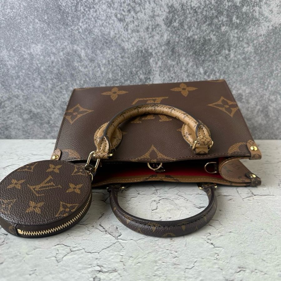 LOUIS VUITTON/路易威登ONTHEGO 小號 經典老花字母徽標叢林包 單肩包斜挎包手提包 棕色 芯片款-6
