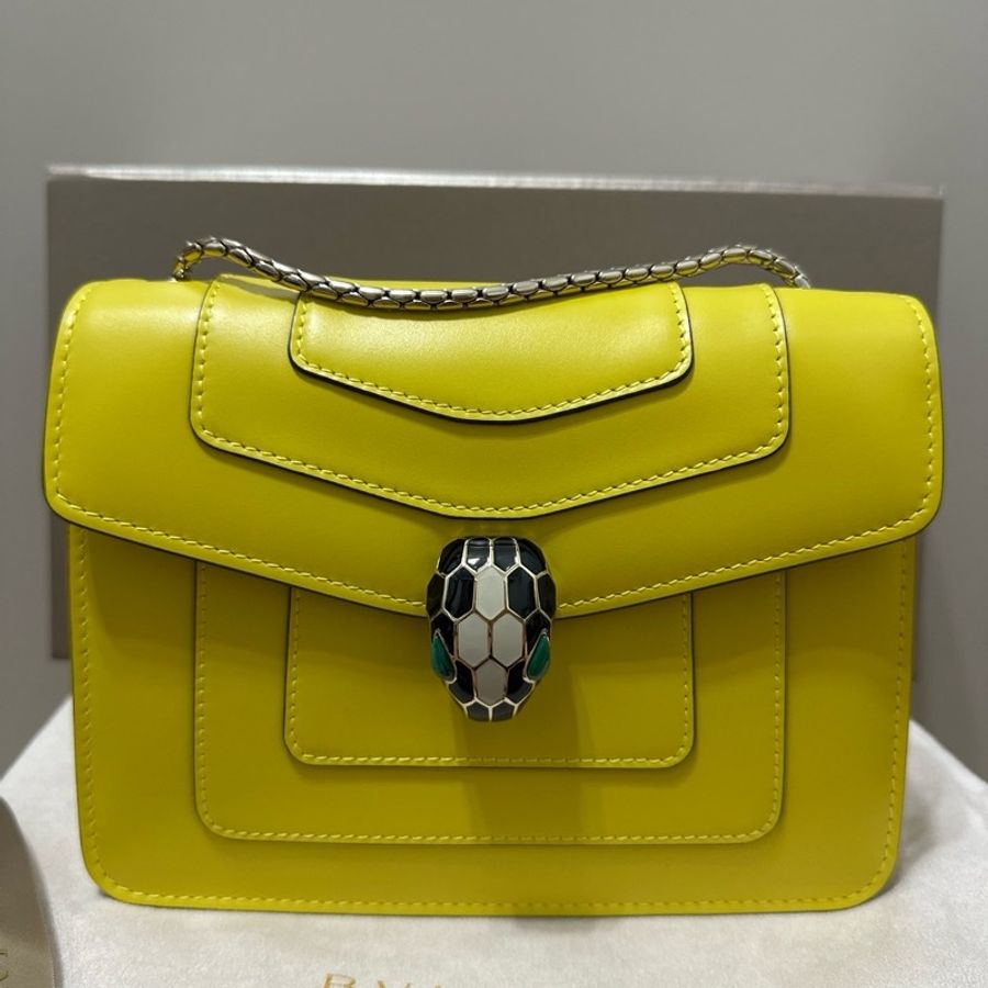 Bvlgari Serpanti Forever 蛇頭扣 銀鏈 斜背包(個性色)-5