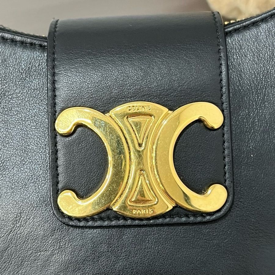 Celine/賽琳 黑金AVA TRIOMPHE腋下包 單肩包-8