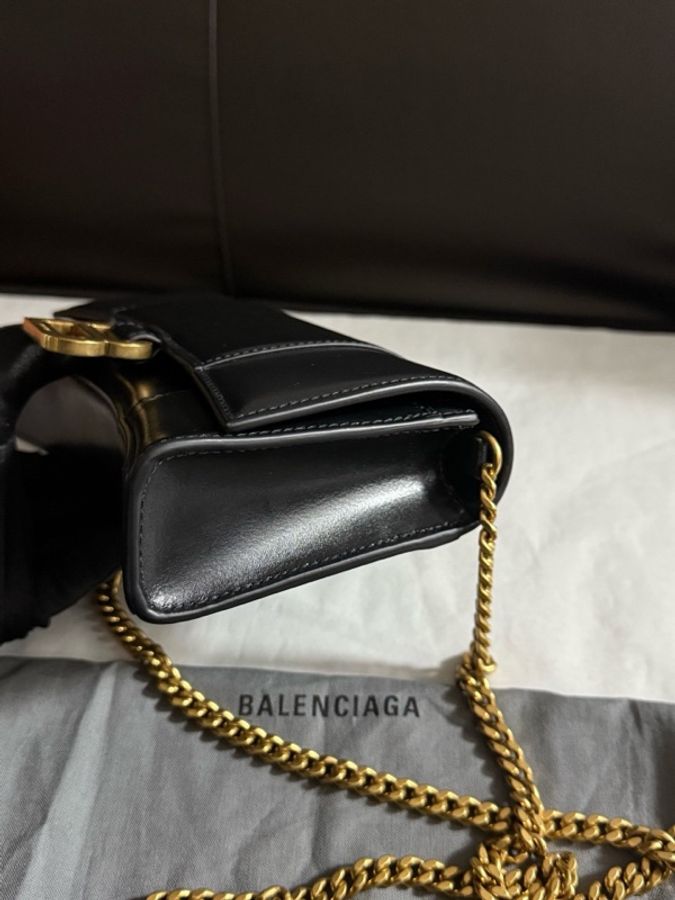 Balenciaga巴黎世家 hourglass斜挎沙漏包金扣鏈條小牛皮 沙漏包手拿單肩-2