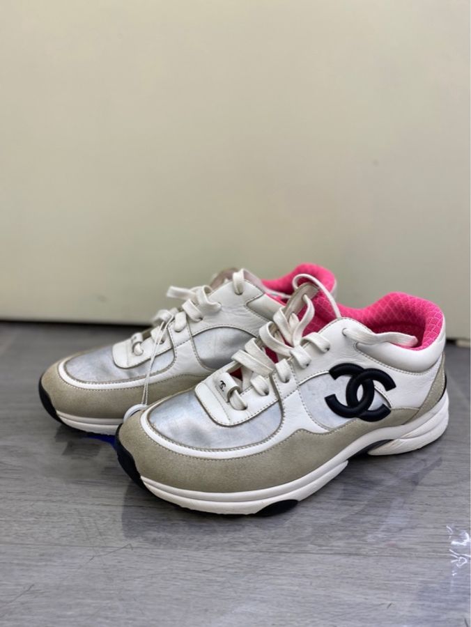 香奈兒CHANEL 經典雙c 拼色休閒運動鞋 38碼 95新-0