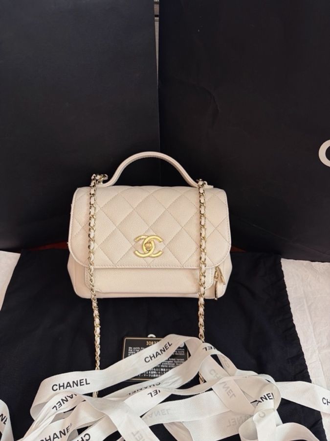99新Chanel香奈儿 affinity白色荔枝皮金扣 小号邮差包 附件30身份卡尘袋-0