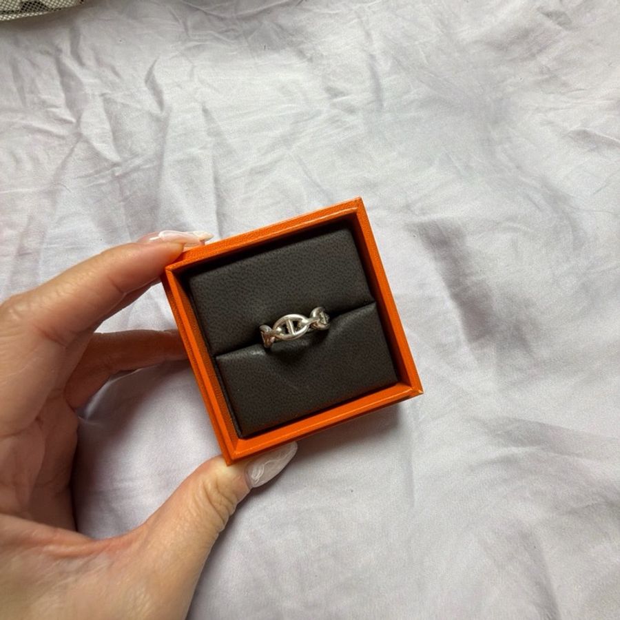 Hermes 豬鼻戒指 53號 925銀 Chaine D'Ancre Enchainee-3