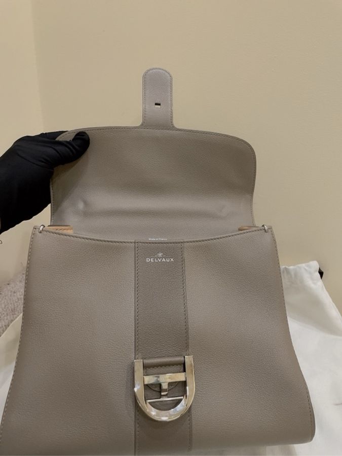 98新 德爾沃 delvaux brilliant 中號 錫器灰拼大象灰 配件塵袋小鏡子 尺寸:29x22x15cm-13