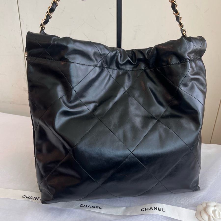 ෆ Chanel 22bag黑底白字垃圾袋 中號-12