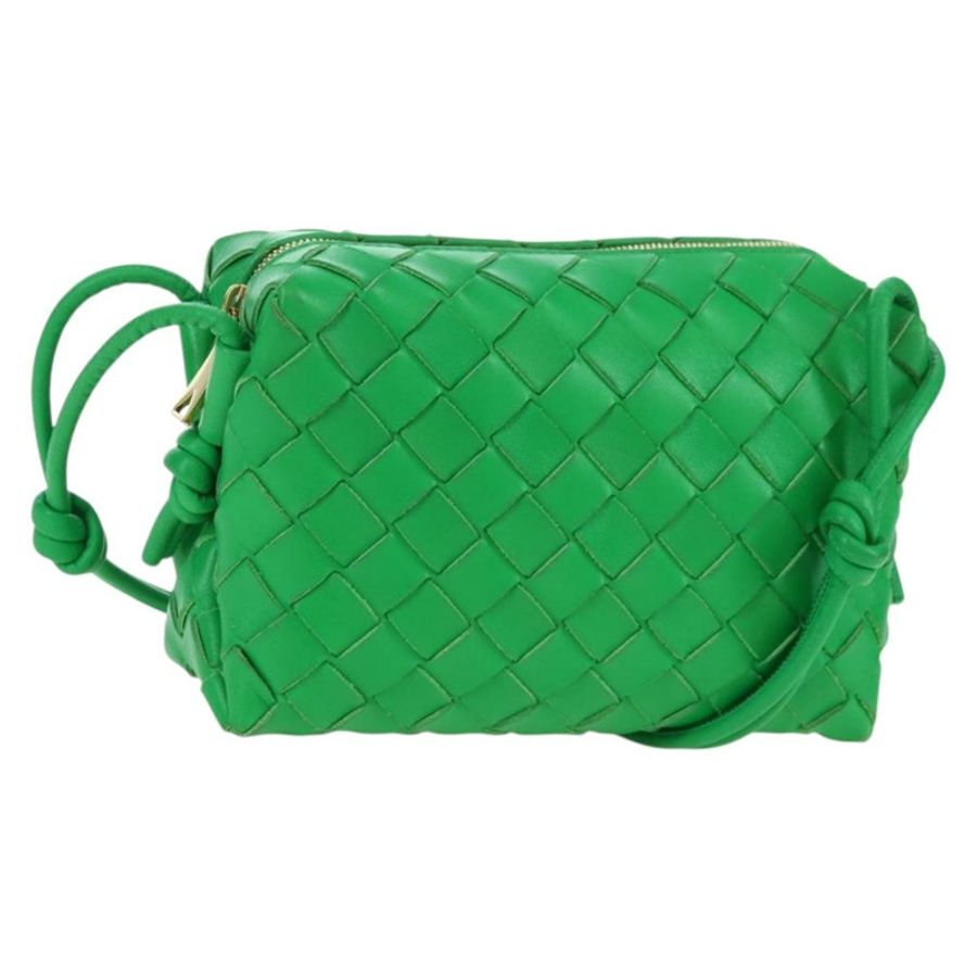 【日本直送】BOTTEGA VENETA INTRECCIATO 皮革肩背包 綠色金色 正品 179425V-0