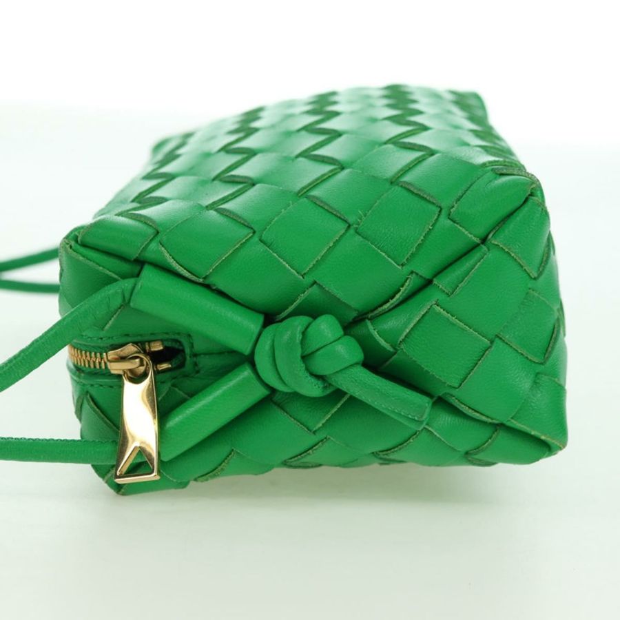 【日本直送】BOTTEGA VENETA INTRECCIATO 皮革肩背包 綠色金色 正品 179425V-2
