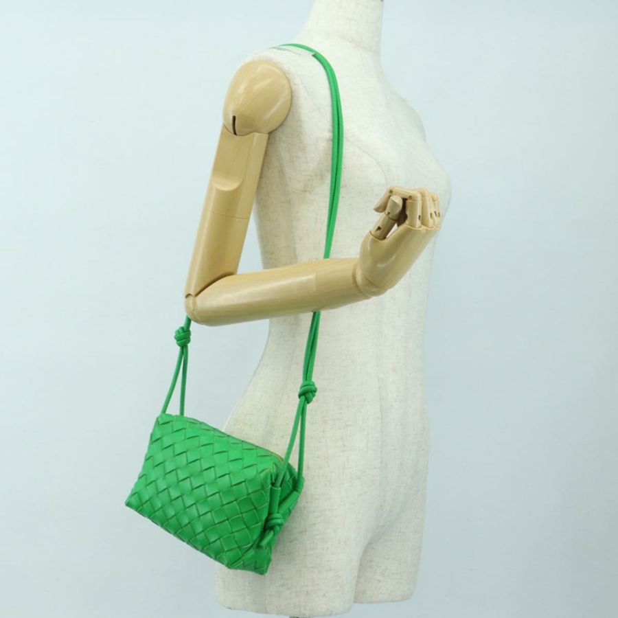 【日本直送】BOTTEGA VENETA INTRECCIATO 皮革肩背包 綠色金色 正品 179425V-20