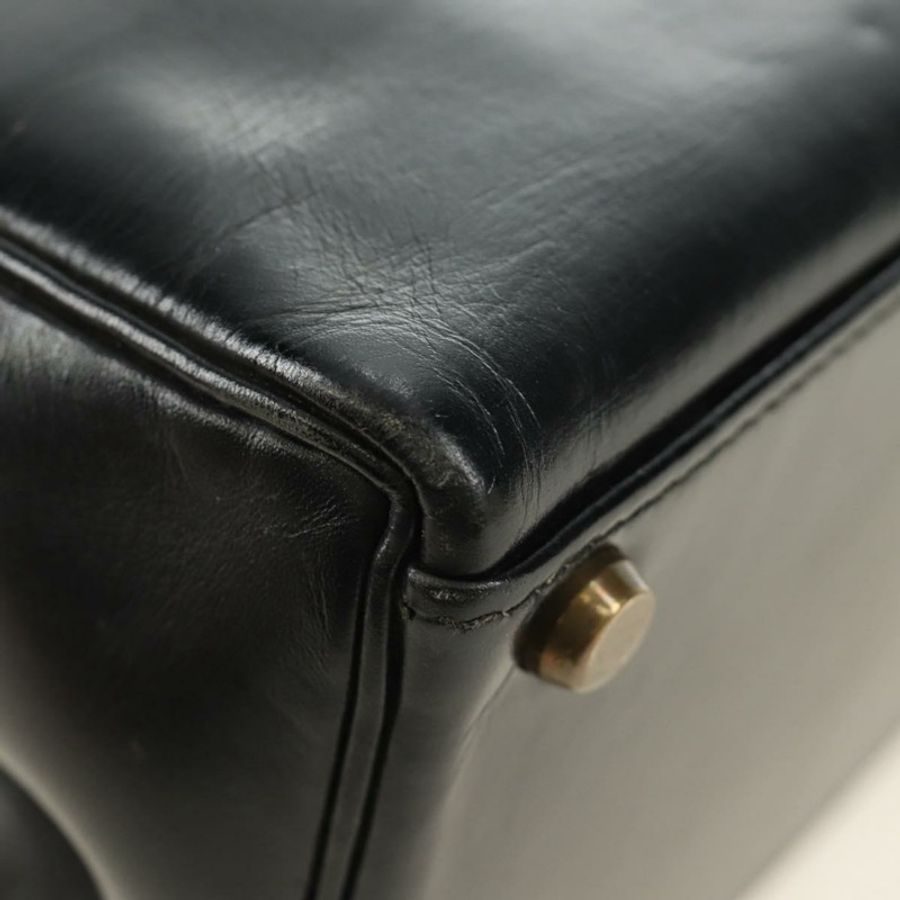 【日本直送】愛馬仕 Kelly 28 手提包 Box 小牛肉 2 手提包 黑色 金色 正品 185189SM-17
