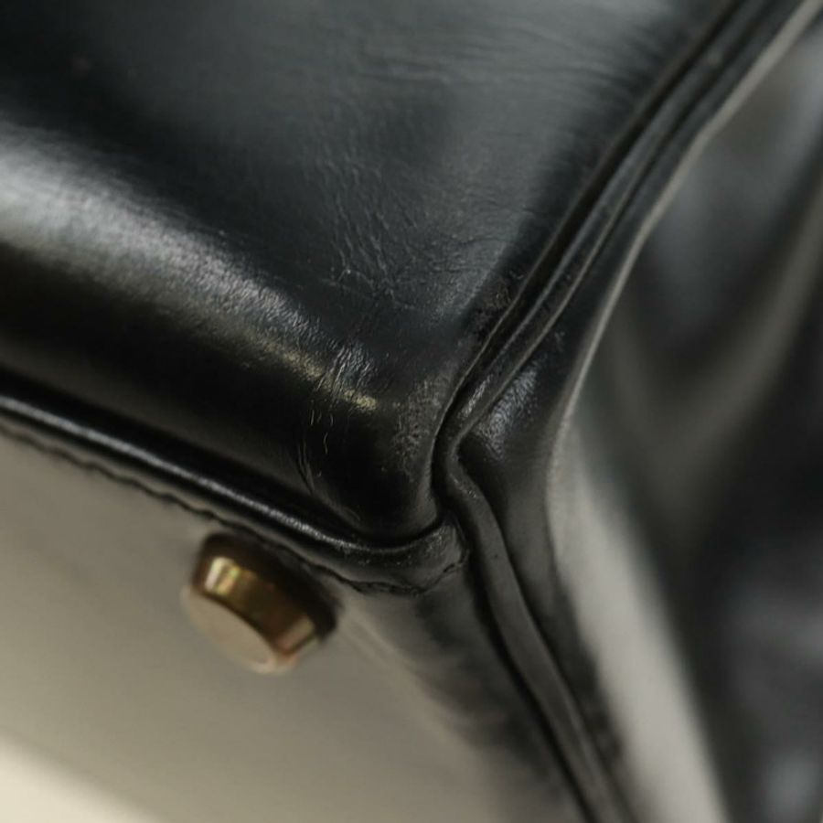 【日本直送】愛馬仕 Kelly 28 手提包 Box 小牛肉 2 手提包 黑色 金色 正品 185189SM-18