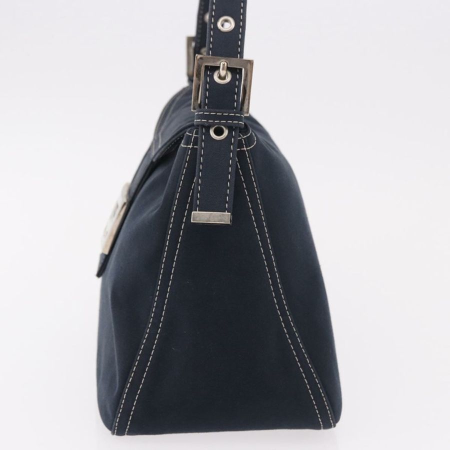 【日本直送】FENDI Mamma Baguette 肩背包 帆布 海軍藍 銀色 正品 187625V-3