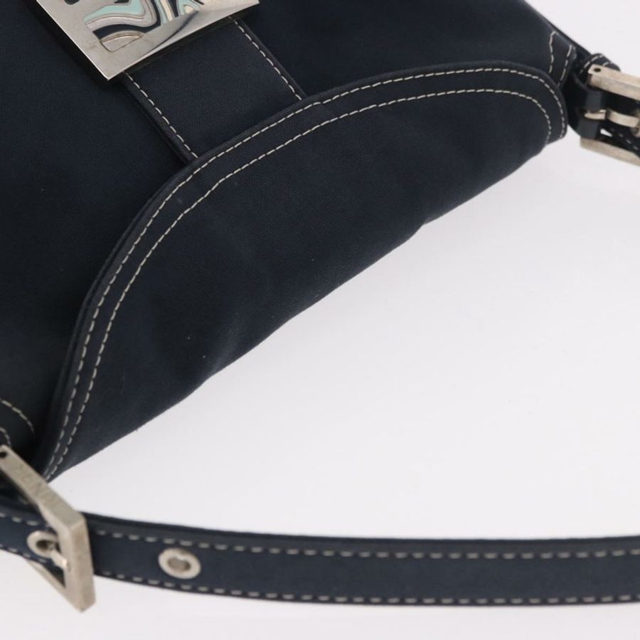 【日本直送】FENDI Mamma Baguette 肩背包 帆布 海軍藍 銀色 正品 187625V-5