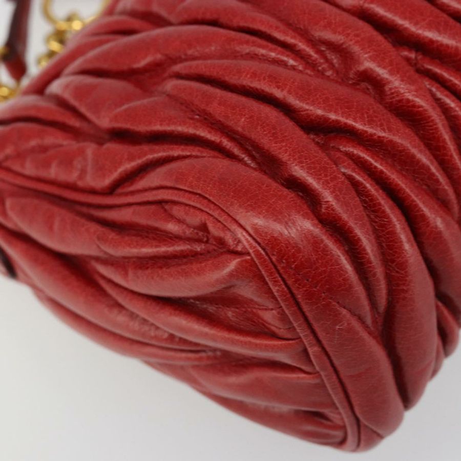 【日本直送】Miu Miu Matelasse 單肩包 皮革 紅色 金 正品 yk20524V-10