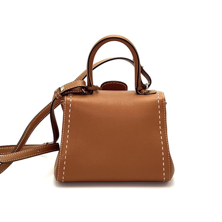 DELVAUX 金棕外縫線Brillant Mini 手提肩背斜背20*16*11.5 99新配件塵袋-4