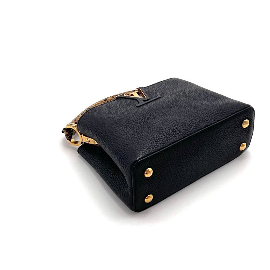 LV Capucines mini黑金蛇皮  手柄手提肩背斜背包20*13*7.5 98新配件盒子塵袋-4