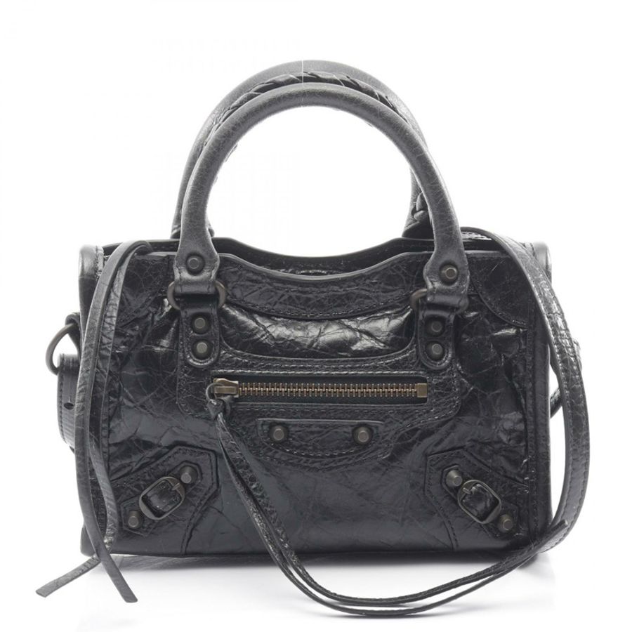 BALENCIAGA Le City Nano 2Way 單肩手提包 8196712ABEK1000 黑色皮革 全新-0